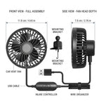 USB Car Vent Fan With Adjustable Ball-Joint Mount and 3-Speed Levels