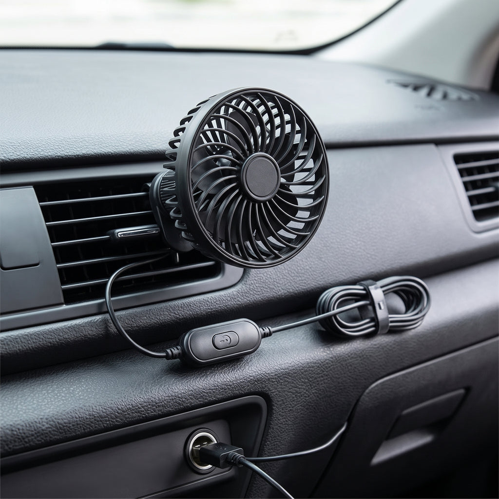 USB Car Vent Fan With Adjustable Ball-Joint Mount and 3-Speed Levels