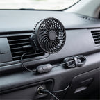USB Car Vent Fan With Adjustable Ball-Joint Mount and 3-Speed Levels