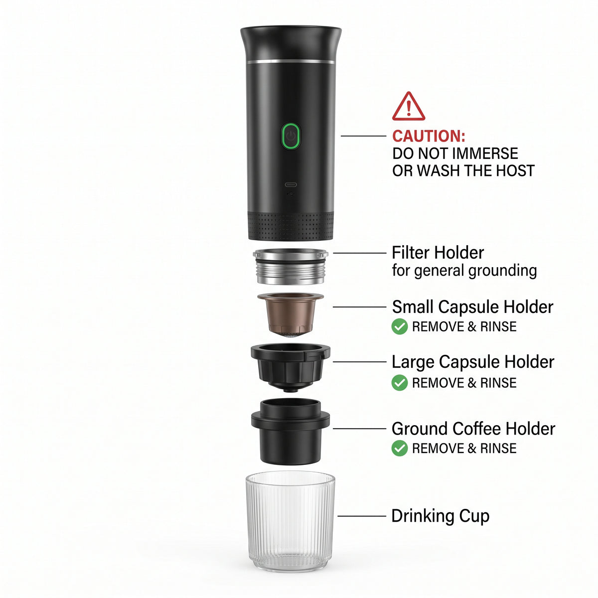 Portable Electric Espresso Maker With Self-Heating & USB-C Charging