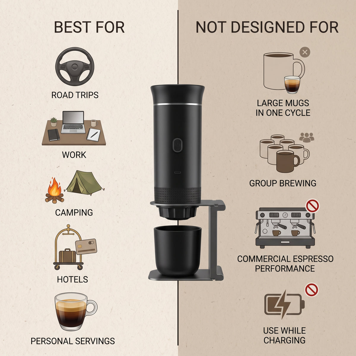Portable Electric Espresso Maker With Self-Heating & USB-C Charging