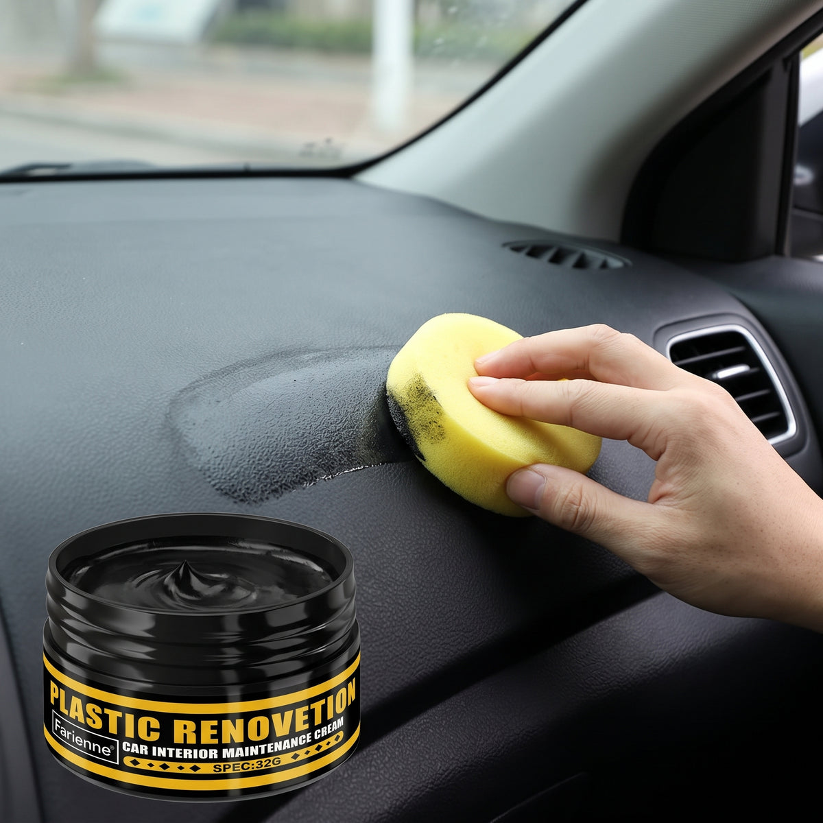 32G Black Automotive Trim Renovation Cream With Applicator