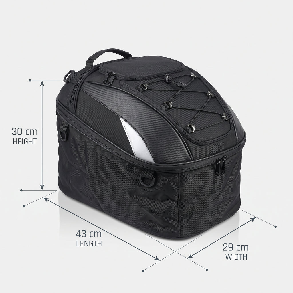 37L Expandable Motorcycle Tail Bag With Backpack Straps