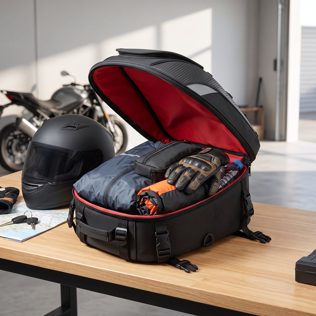 37L Expandable Motorcycle Tail Bag With Backpack Straps