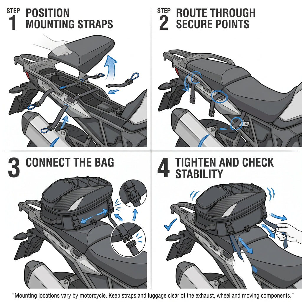 37L Expandable Motorcycle Tail Bag With Backpack Straps