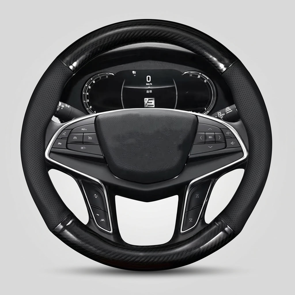 15in Hand-Stitched Microfiber Steering Wheel Cover, O/D Fit