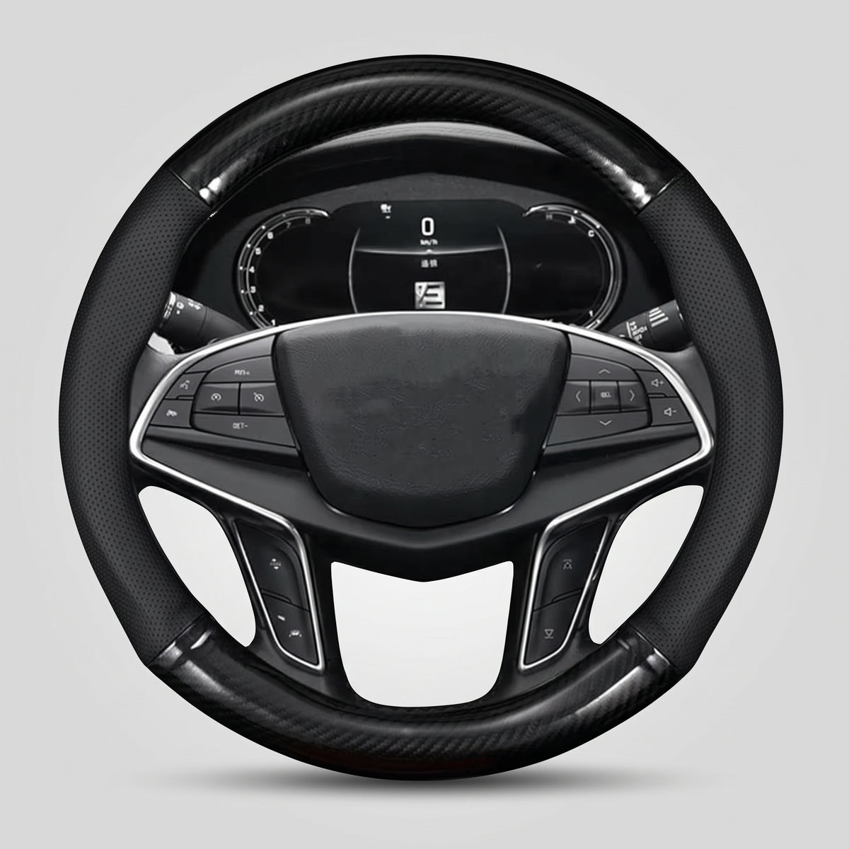 15in Hand-Stitched Microfiber Steering Wheel Cover, O/D Fit
