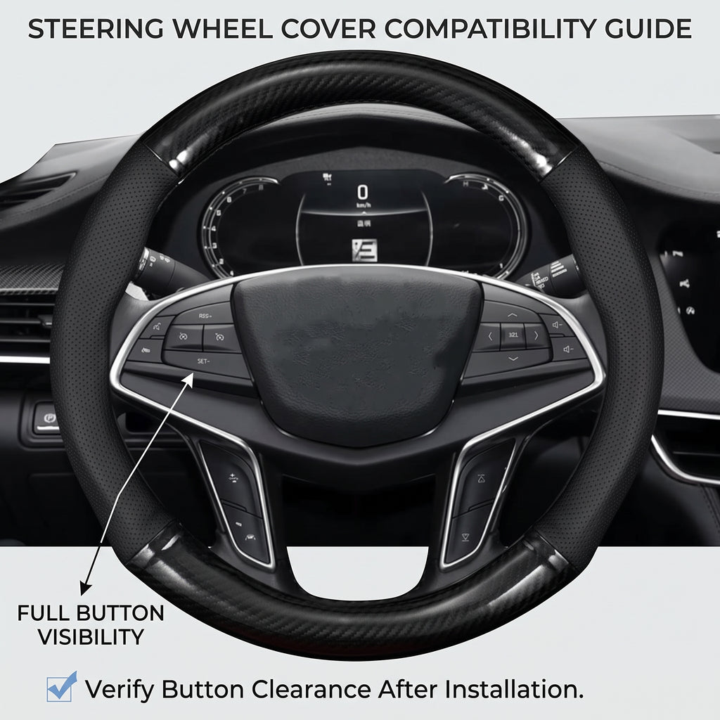 15in Hand-Stitched Microfiber Steering Wheel Cover, O/D Fit