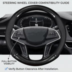 15in Hand-Stitched Microfiber Steering Wheel Cover, O/D Fit