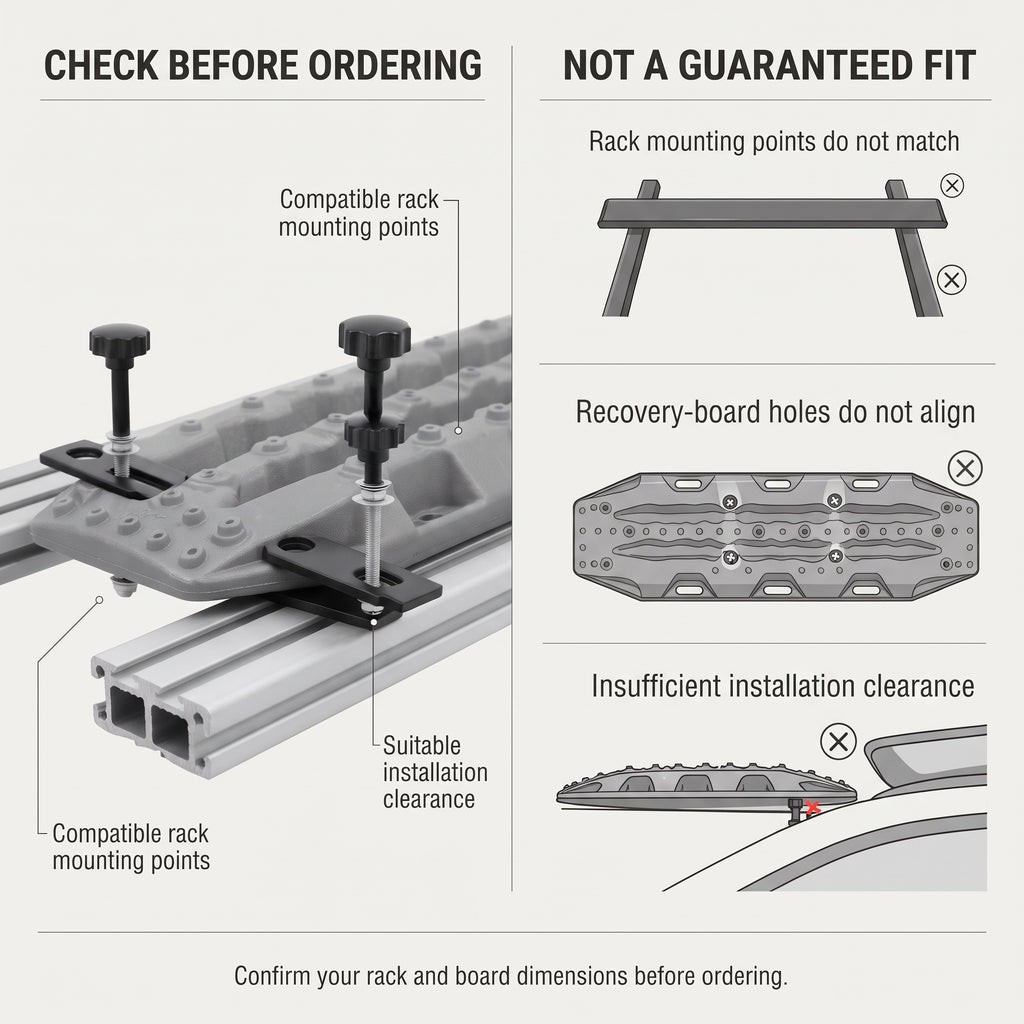 4-Bolt Traction Board Roof Rack Mounting Kit With Hand Knobs