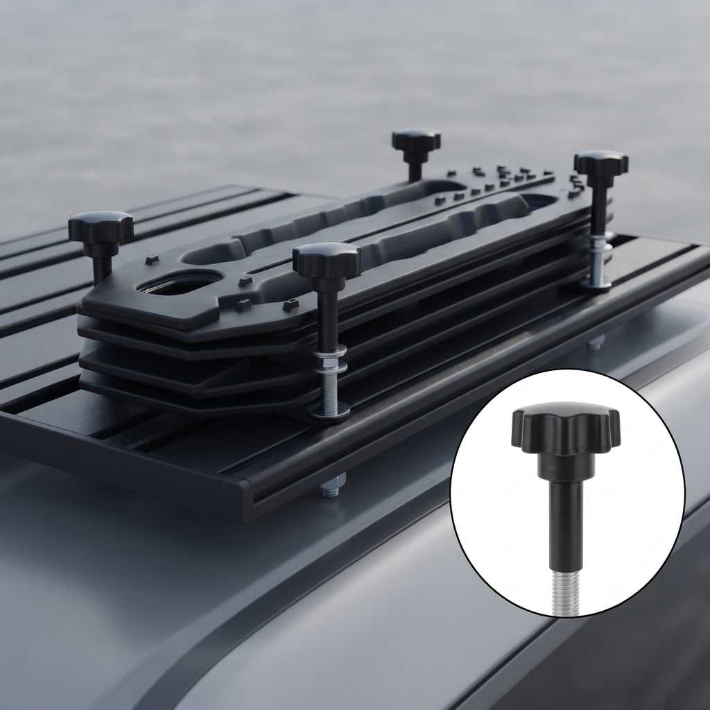 4-Bolt Traction Board Roof Rack Mounting Kit With Hand Knobs
