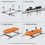 4-Bolt Traction Board Roof Rack Mounting Kit With Hand Knobs