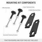 4-Bolt Traction Board Roof Rack Mounting Kit With Hand Knobs