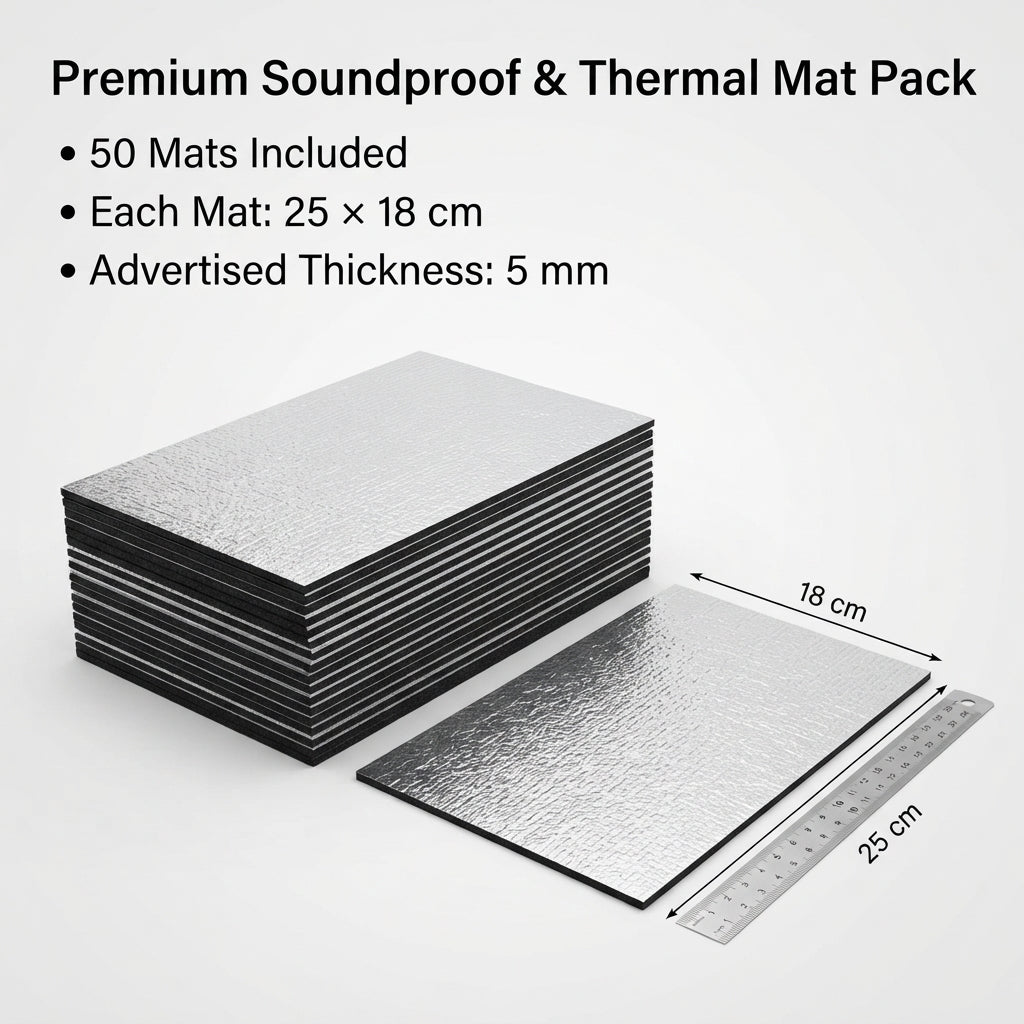 50PCS Self-Adhesive Car Insulation Mats With Aluminum Foil