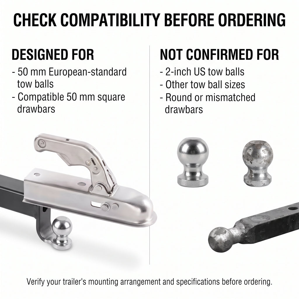 50mm Trailer Tow Ball Coupler With Lever Lock, 800kg Rated