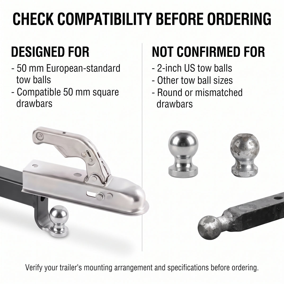 50mm Trailer Tow Ball Coupler With Lever Lock, 800kg Rated