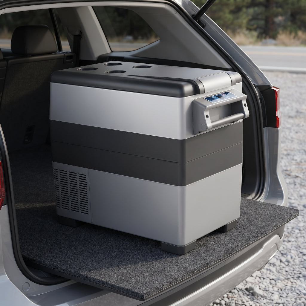 55L Portable Car Refrigerator Freezer With Dual Compartments