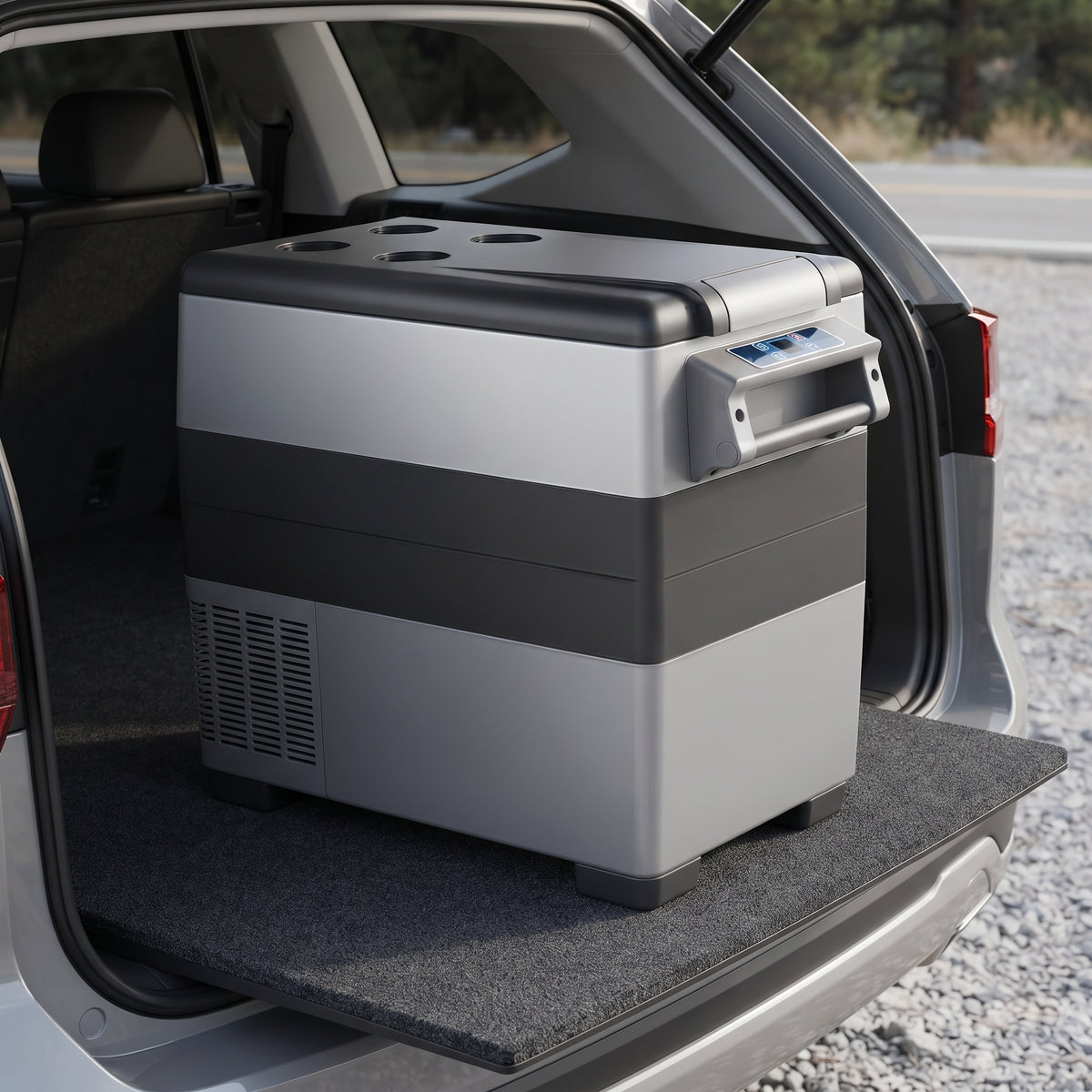 55L Portable Car Refrigerator Freezer With Dual Compartments