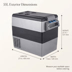 55L Portable Car Refrigerator Freezer With Dual Compartments