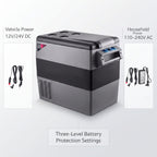 55L Portable Car Refrigerator Freezer With Dual Compartments