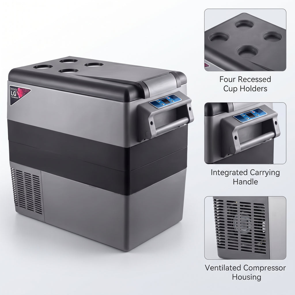 55L Portable Car Refrigerator Freezer With Dual Compartments