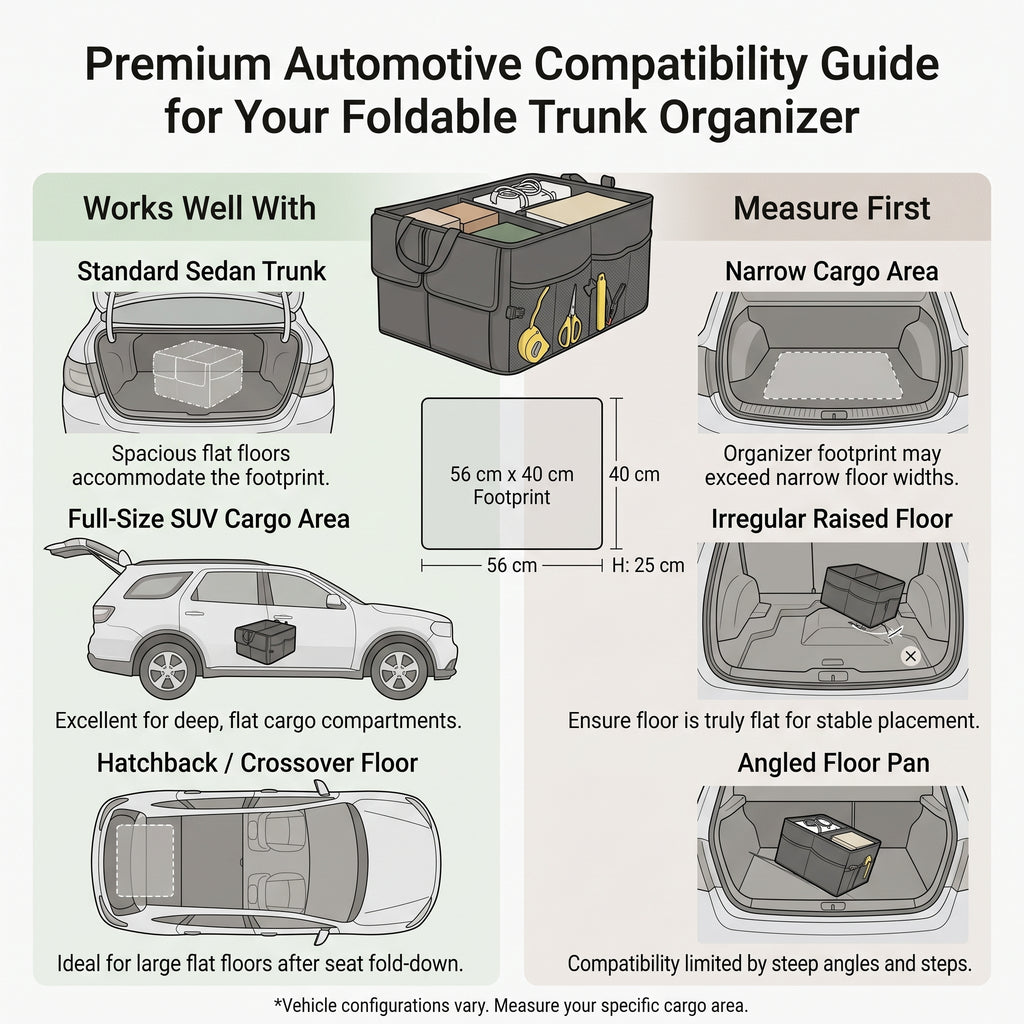 Foldable Trunk Organizer With 3-Section Storage (22 in)