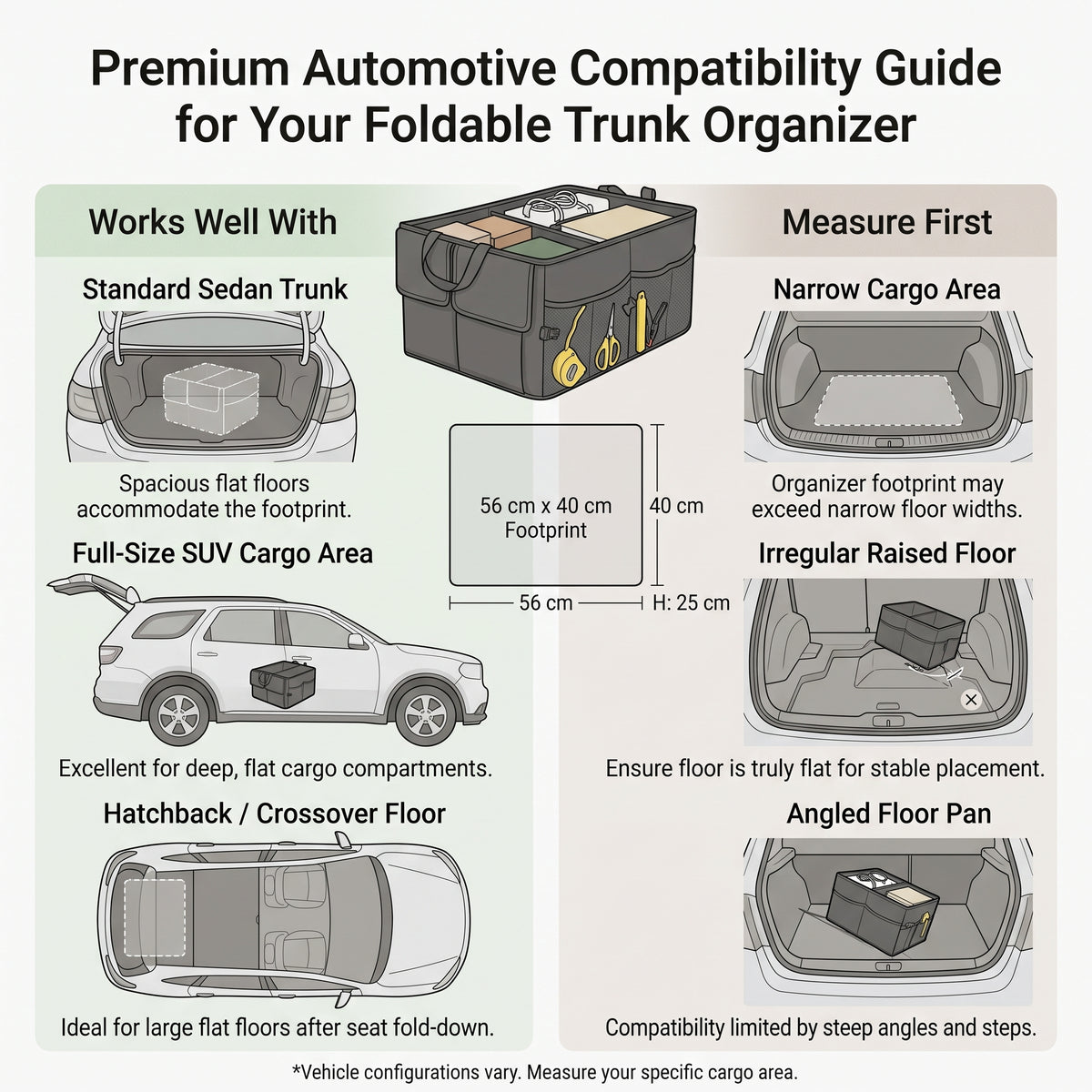Foldable Trunk Organizer With 3-Section Storage (22 in)