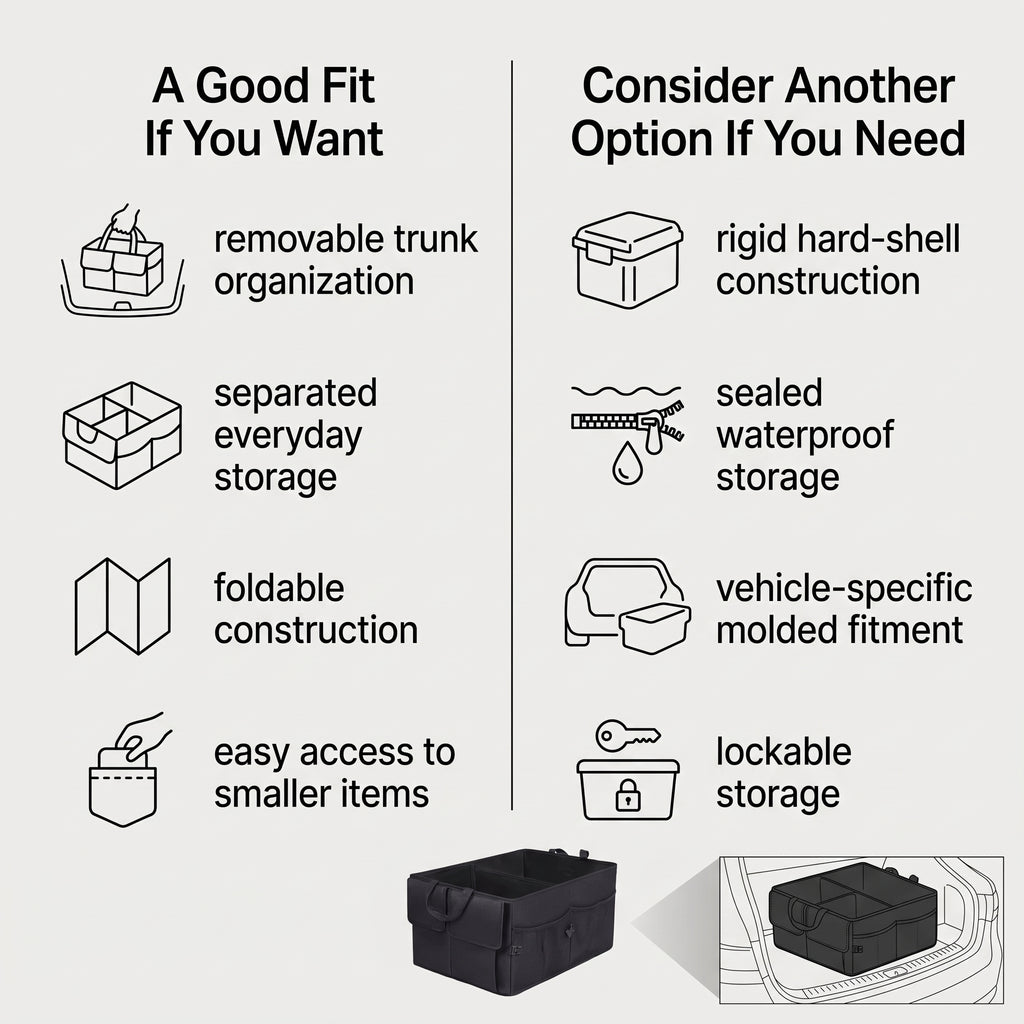 Foldable Trunk Organizer With 3-Section Storage (22 in)