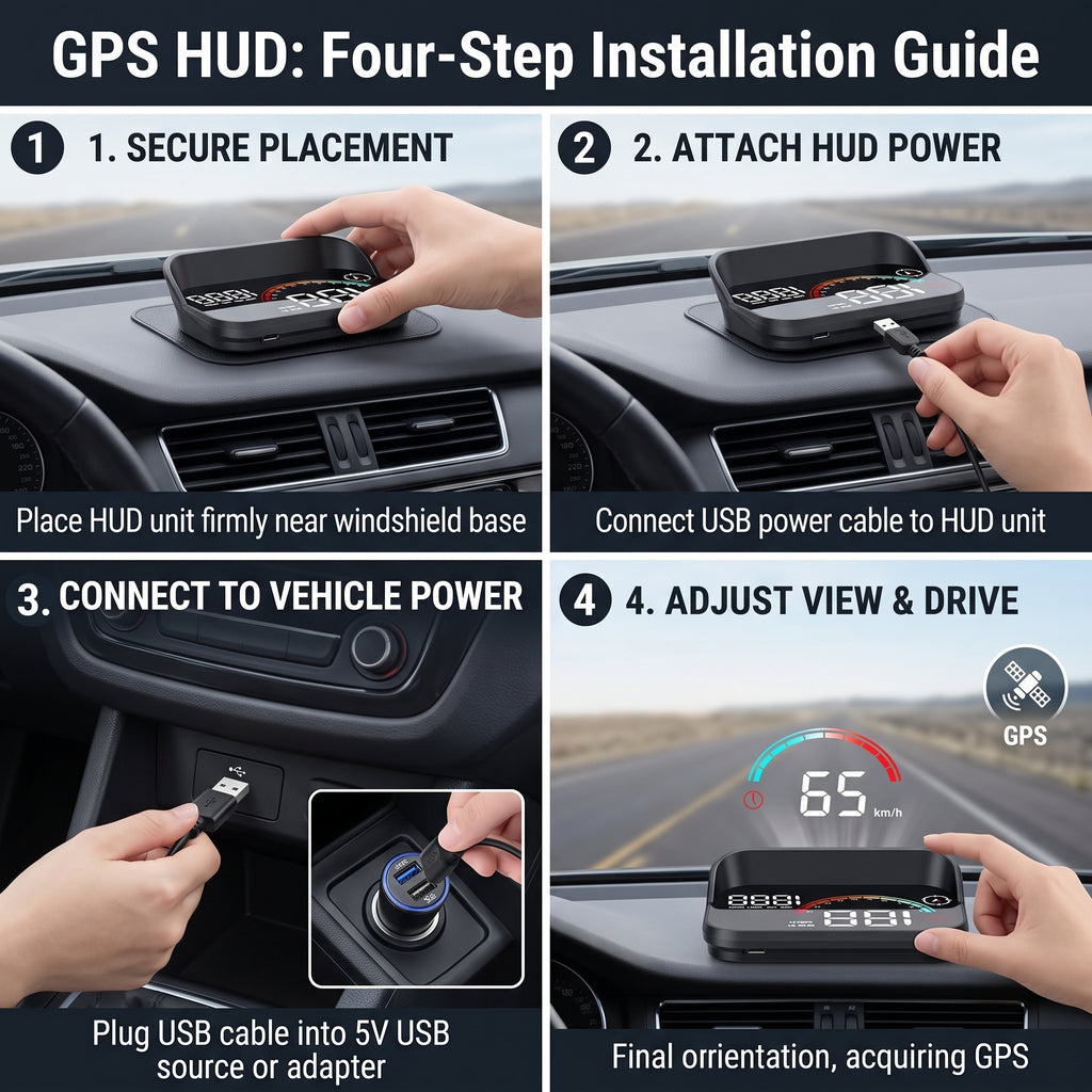 5V GPS Windshield Head-Up Display With Trip Data