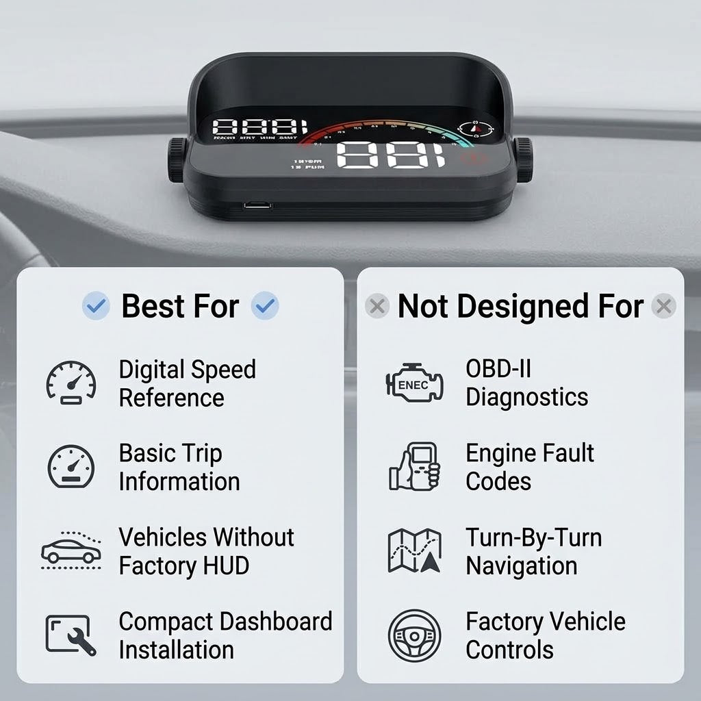 5V GPS Windshield Head-Up Display With Trip Data