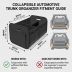 60CM Collapsible Trunk Organizer With 3 Compartments & 12 Pockets