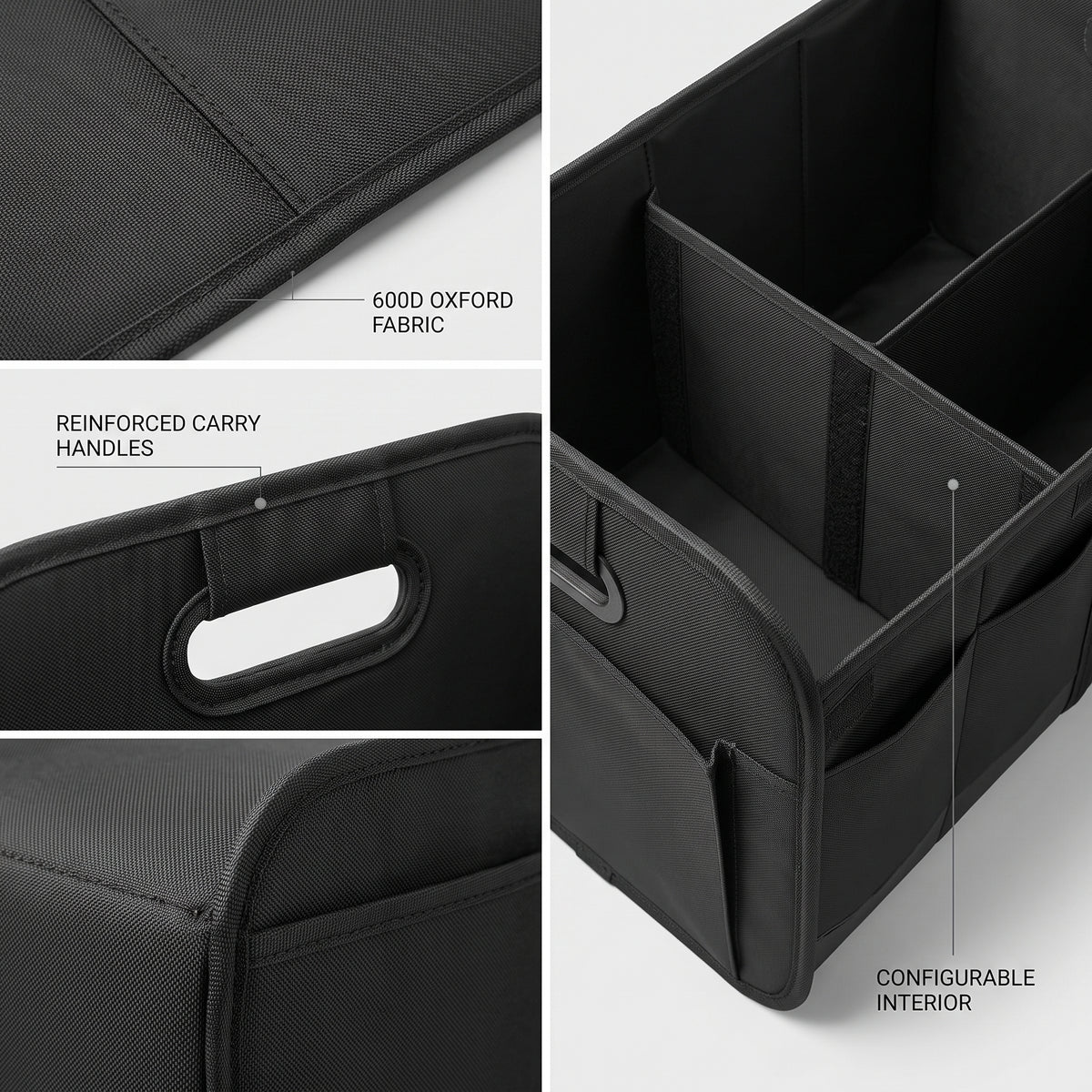 60CM Collapsible Trunk Organizer With 3 Compartments & 12 Pockets
