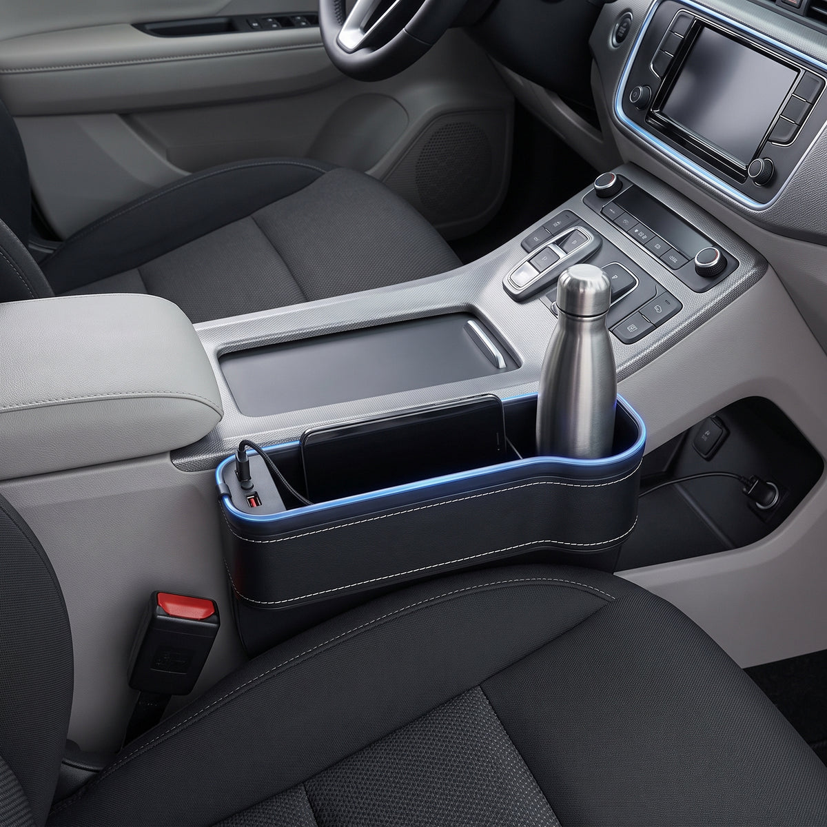 7-Color LED Seat Gap Organizer With Dual USB Charging