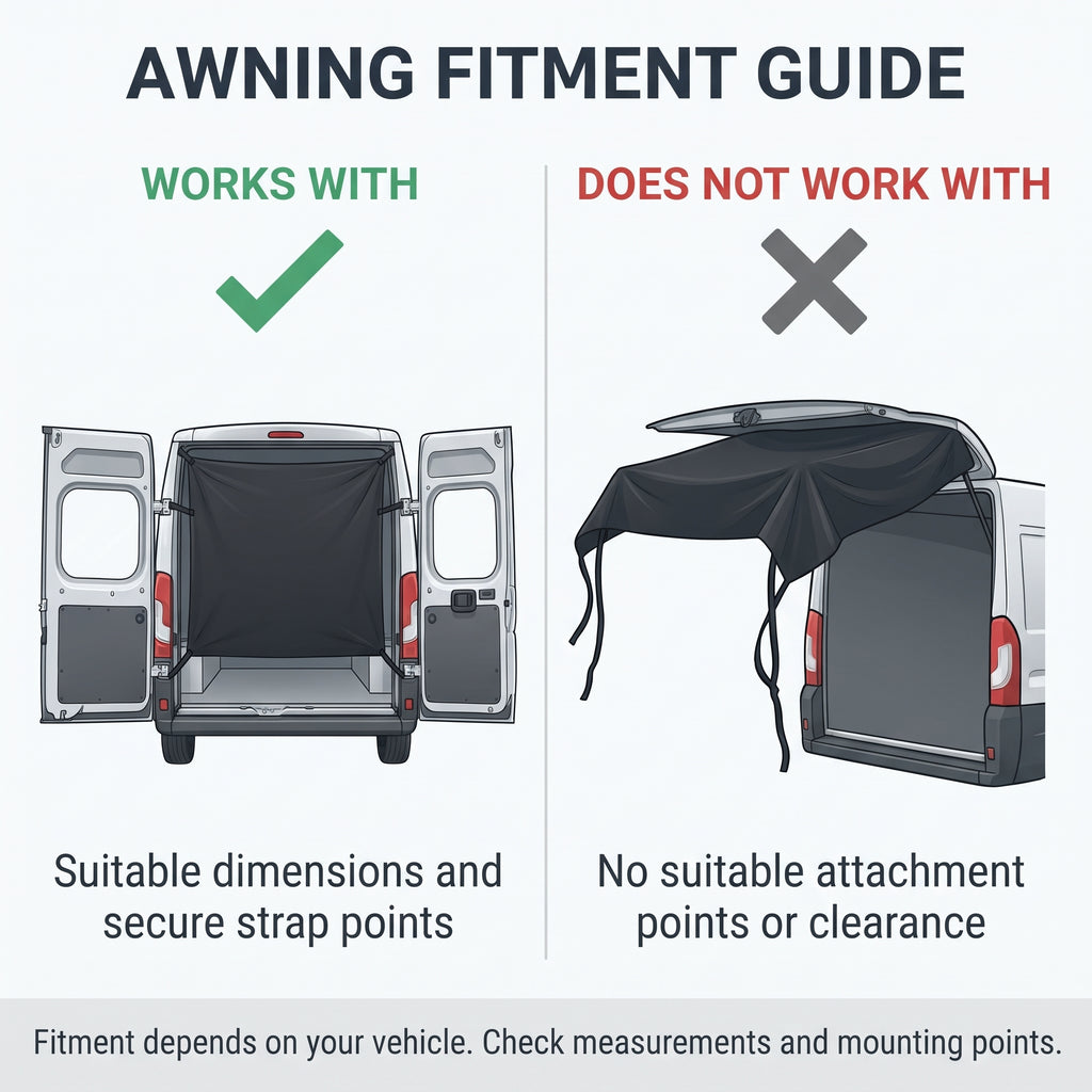 70.9 Inch Rear Door Campervan Awning With Adjustable Straps
