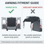 70.9 Inch Rear Door Campervan Awning With Adjustable Straps