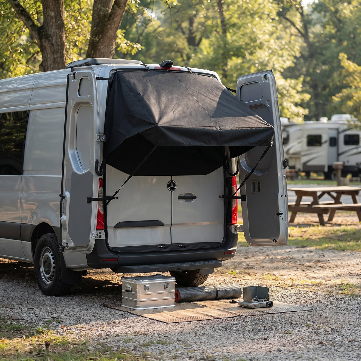 70.9 Inch Rear Door Campervan Awning With Adjustable Straps