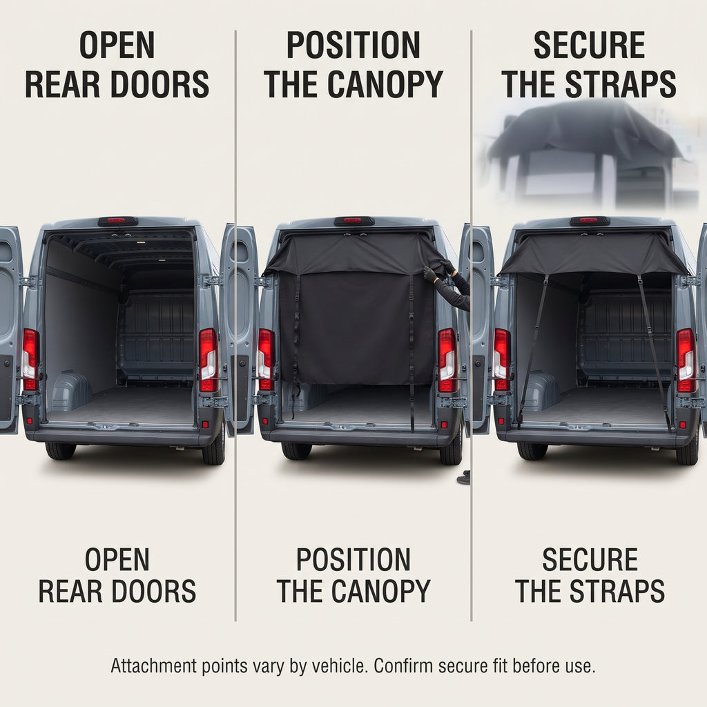 70.9 Inch Rear Door Campervan Awning With Adjustable Straps
