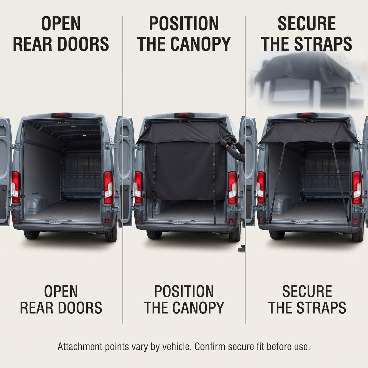 70.9 Inch Rear Door Campervan Awning With Adjustable Straps