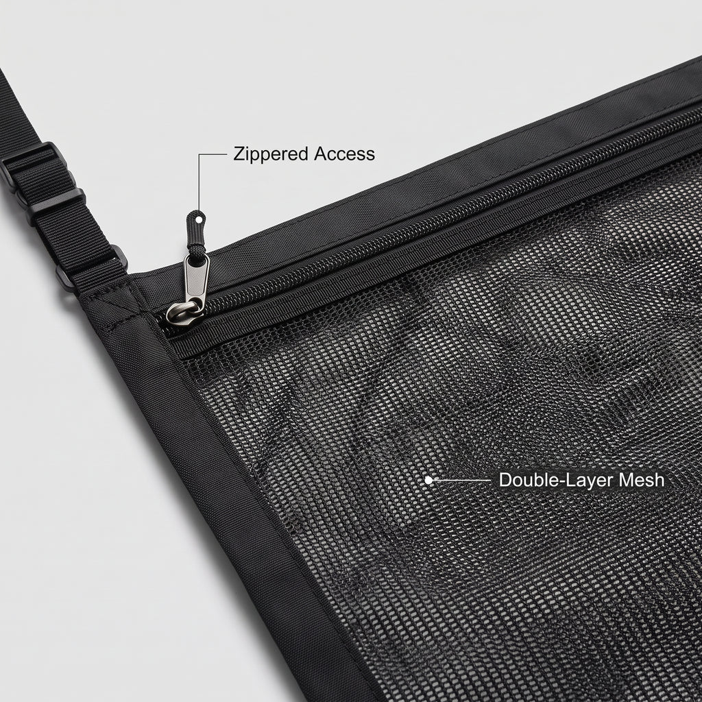 32x22in Zippered Car Ceiling Storage Net Organizer