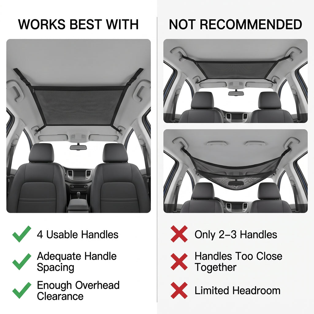 32x22in Zippered Car Ceiling Storage Net Organizer
