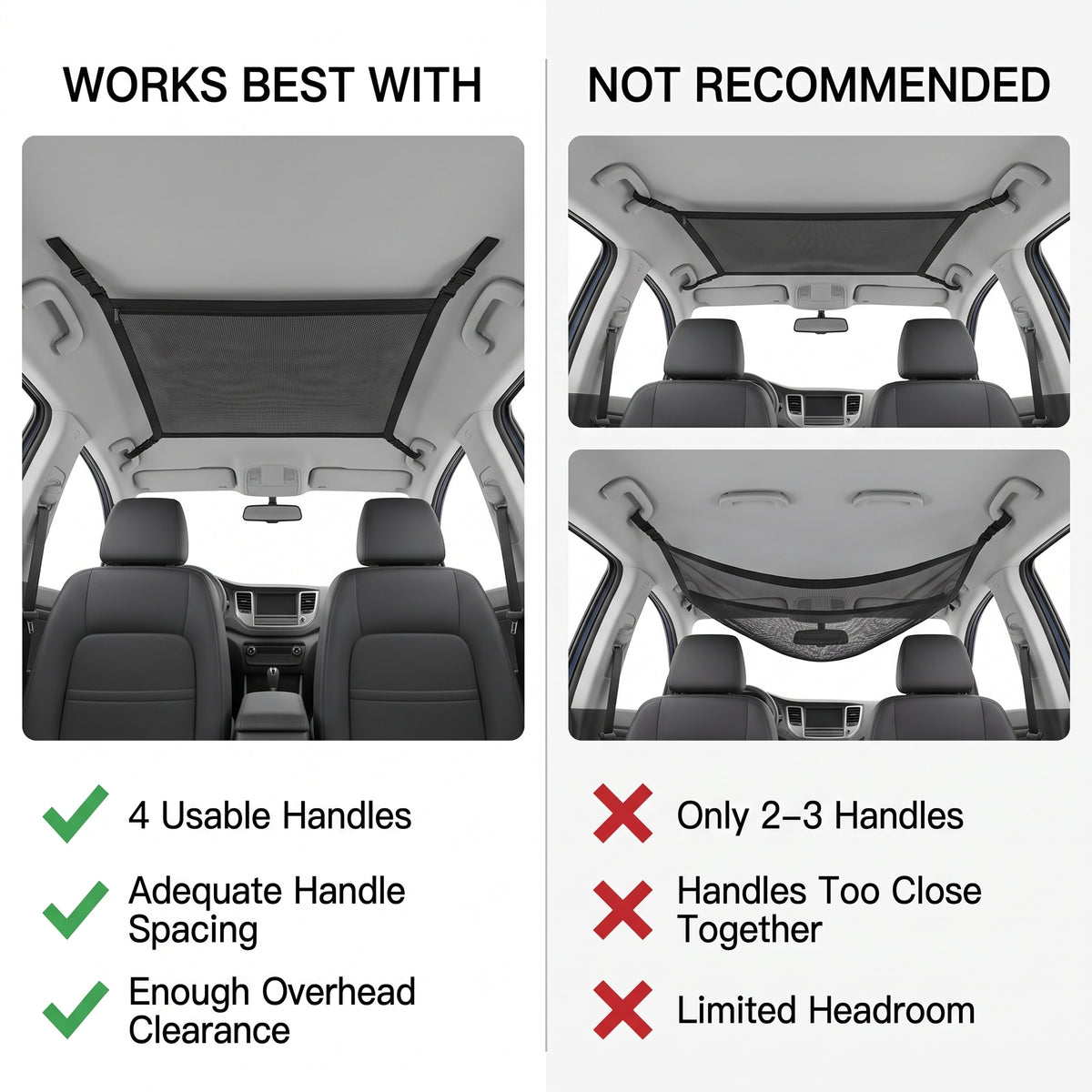 32x22in Zippered Car Ceiling Storage Net Organizer