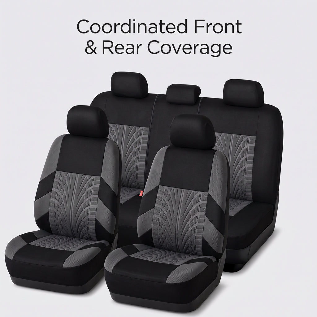 9-Piece Car Seat Cover Set With Split Rear Bench Zippers