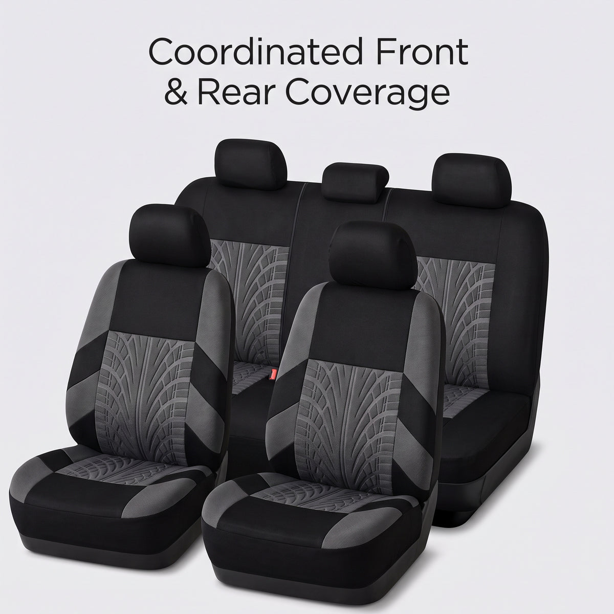 9-Piece Car Seat Cover Set With Split Rear Bench Zippers