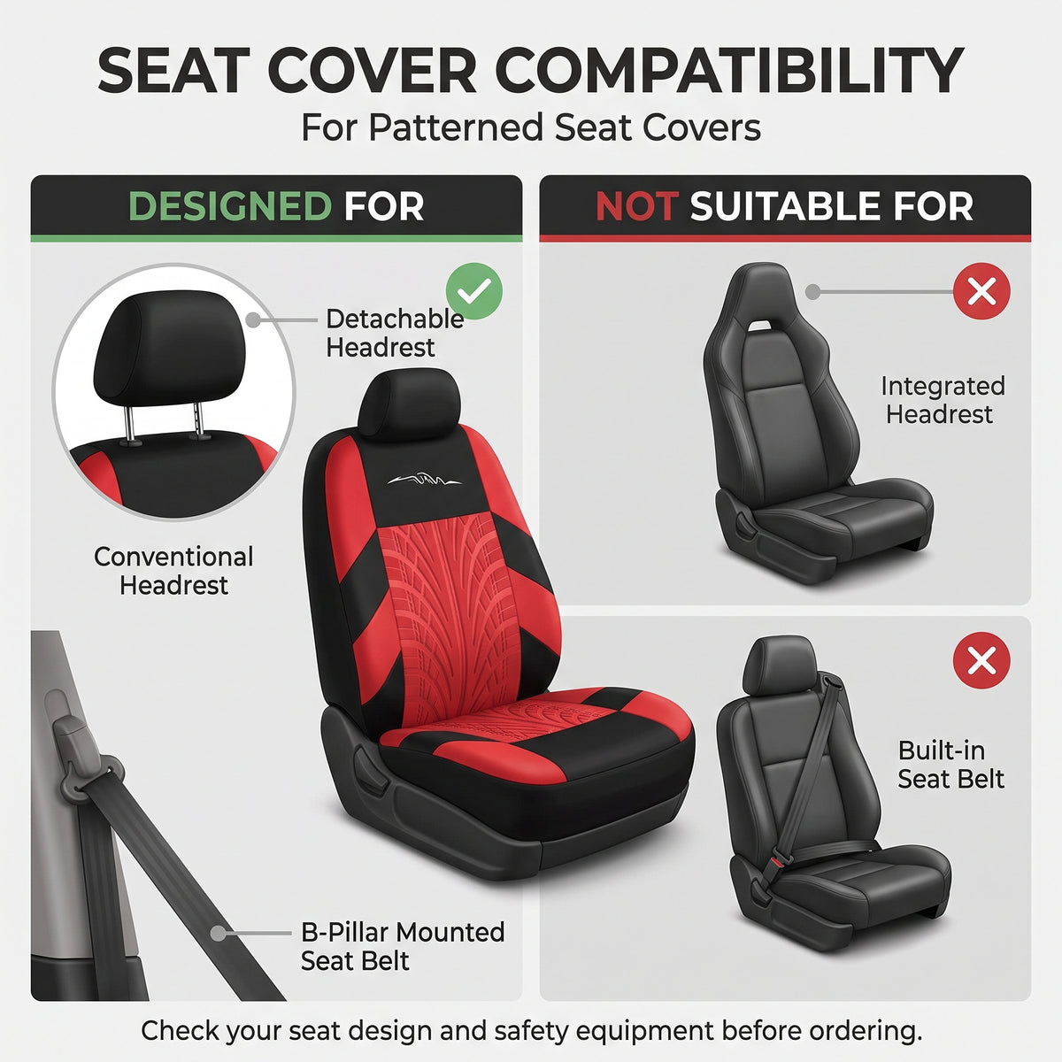 9-Piece Car Seat Cover Set With Split Rear Bench Zippers