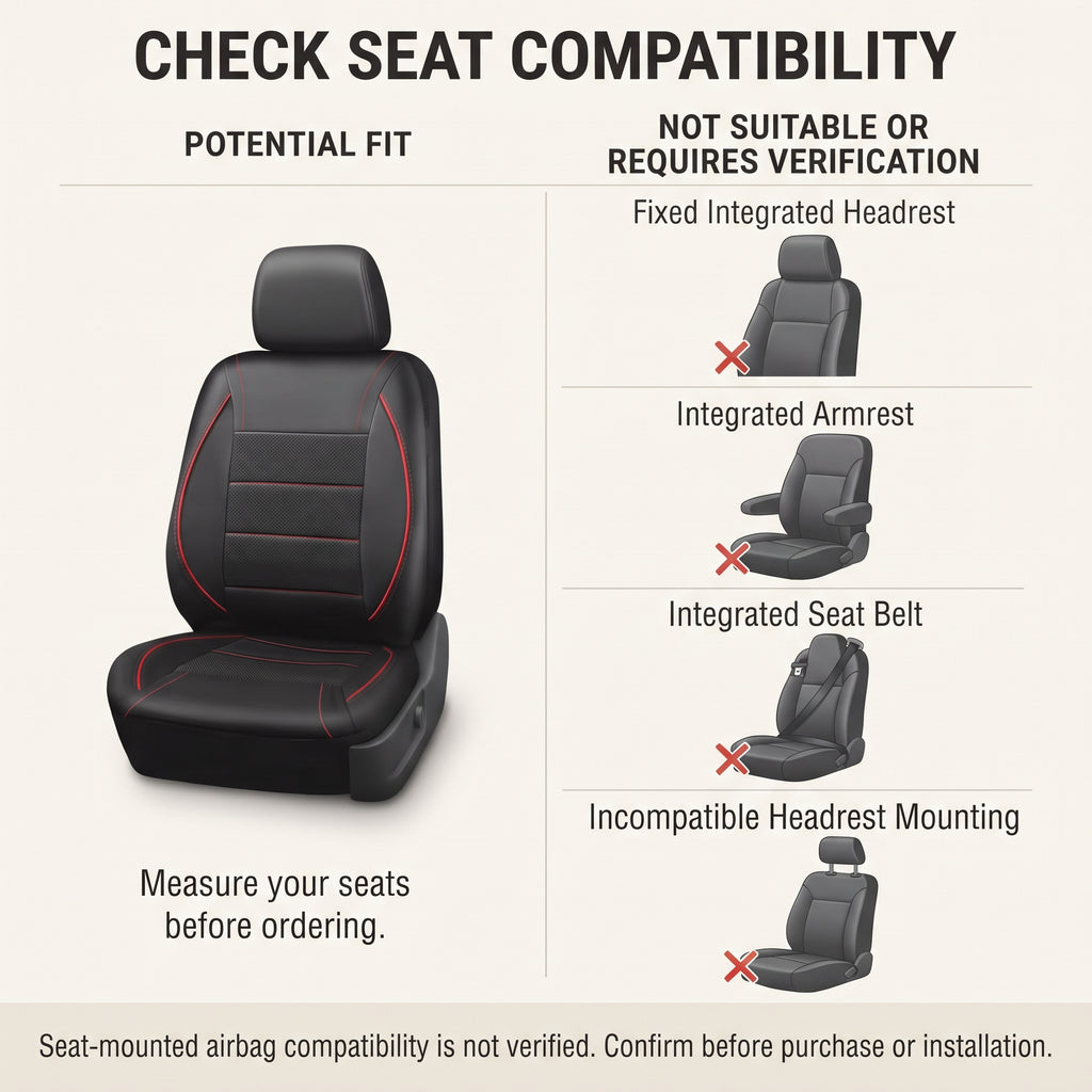 PVC Leather Car Seat Covers With Padded Panels