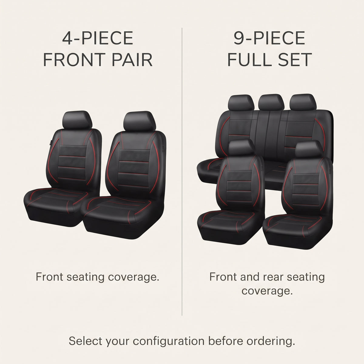 PVC Leather Car Seat Covers With Padded Panels