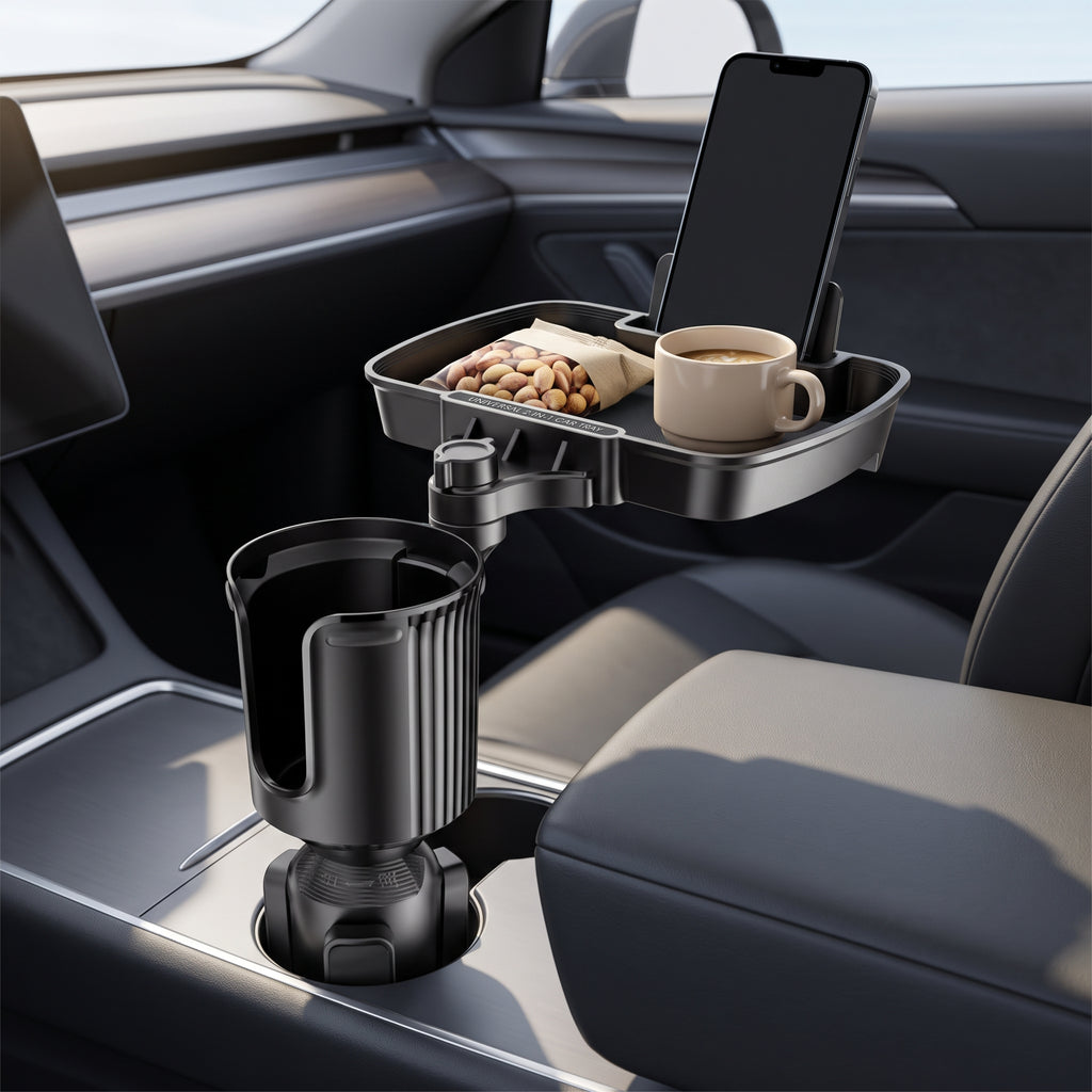 2-in-1 Car Cup Holder With 360° Rotating Tray