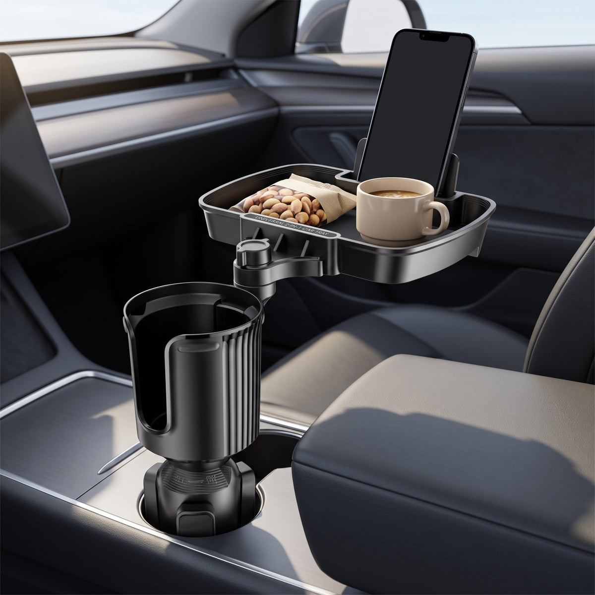 2-in-1 Car Cup Holder With 360° Rotating Tray