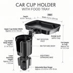 2-in-1 Car Cup Holder With 360° Rotating Tray