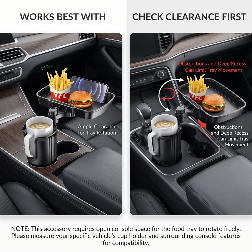 2-in-1 Car Cup Holder With 360° Rotating Tray